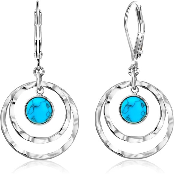 Sterling Silver Circle Leverback Hypoallergenic Earrings for Women Jewelry Gifts - Picture 1 of 8